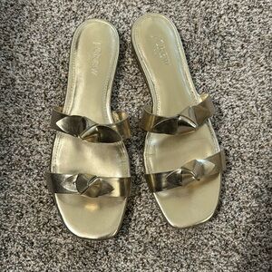 J.Crew gold bow sandals size 7